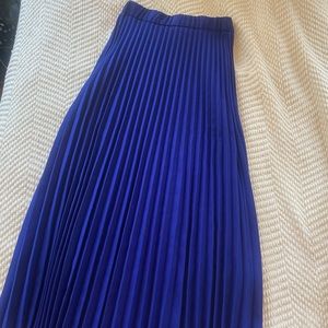 Blue Pleated Maxi Skirt